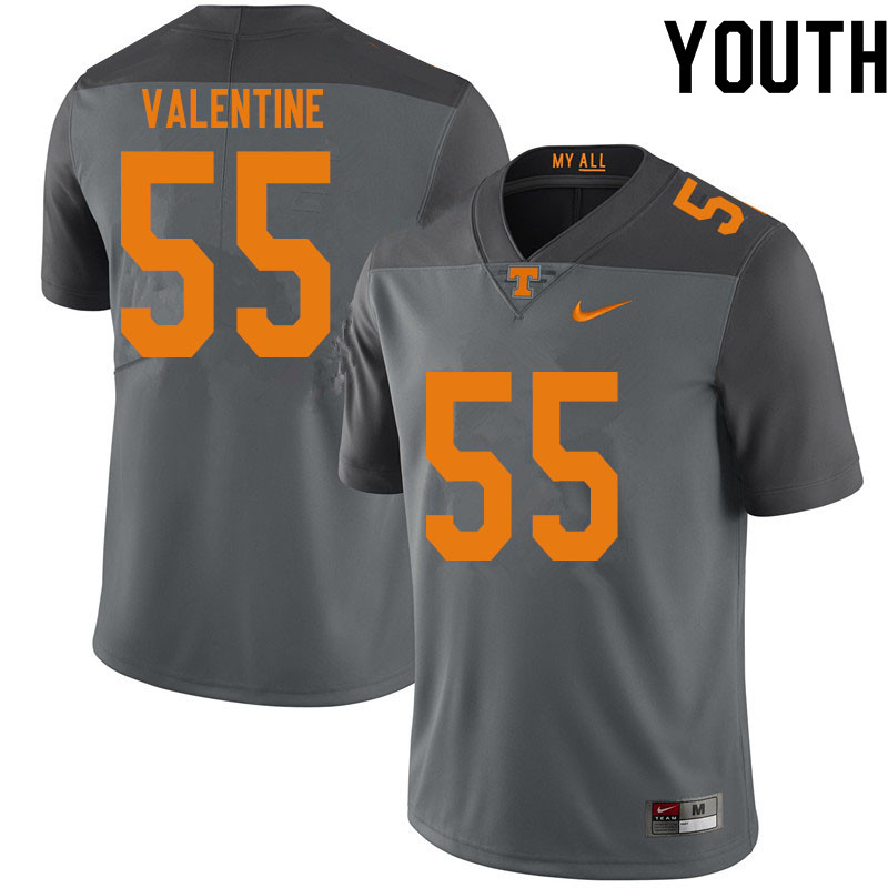 Youth #55 Eunique Valentine Tennessee Volunteers College Football Jerseys Sale-Gray